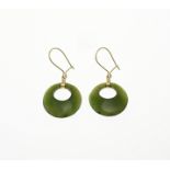 Gold earrings with jade