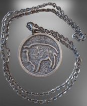 Jorgen Jensen Taurus Danish Pewter Pendant and Chain. FREE UK DELIVERY ON THIS LOT
