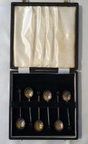 Set of 6 Silver Cased Coffee Bean Spoons, Sheffield 1972