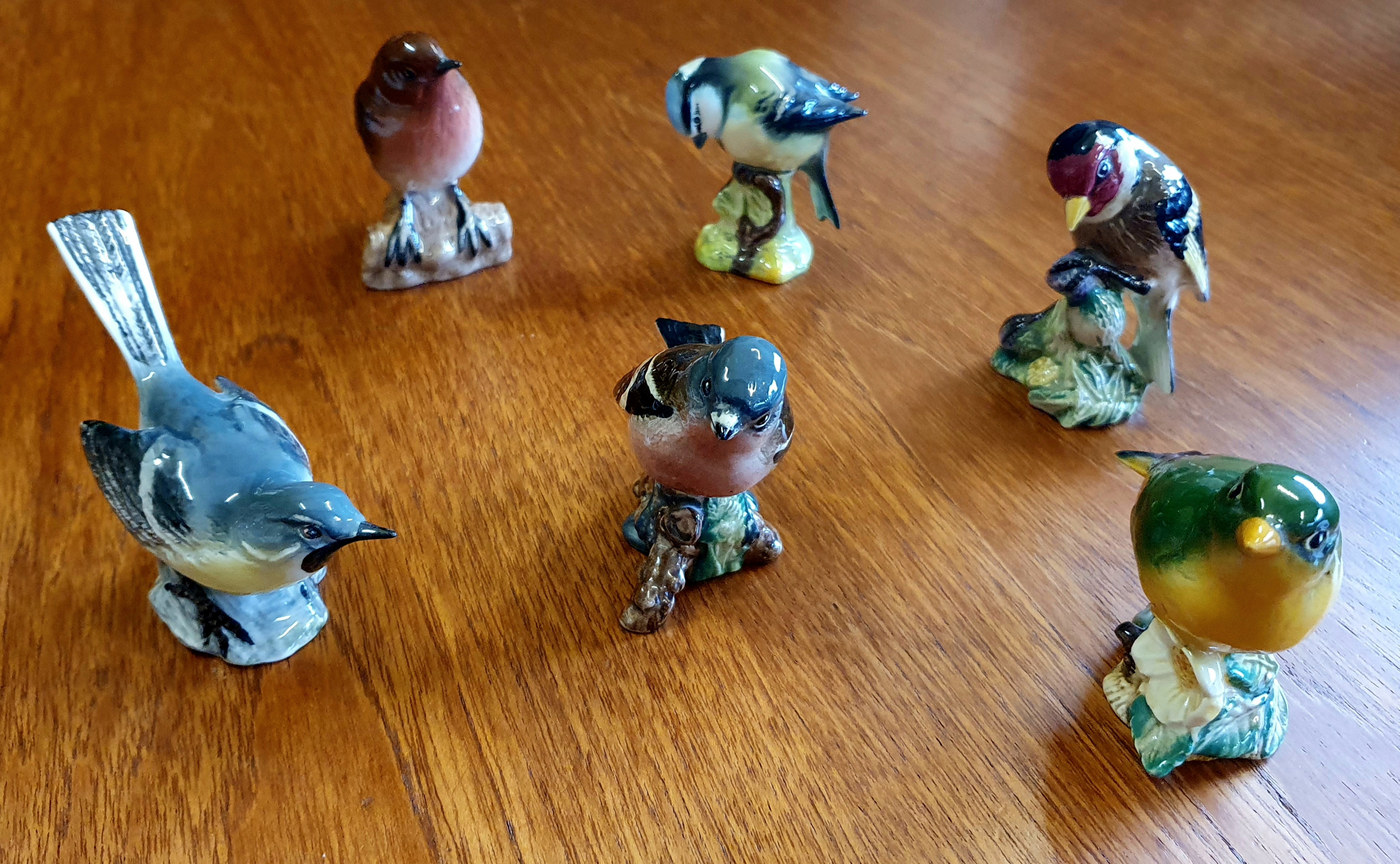 Group of Six Vintage Beswick Bird Figurines including Blue Tit and Robin