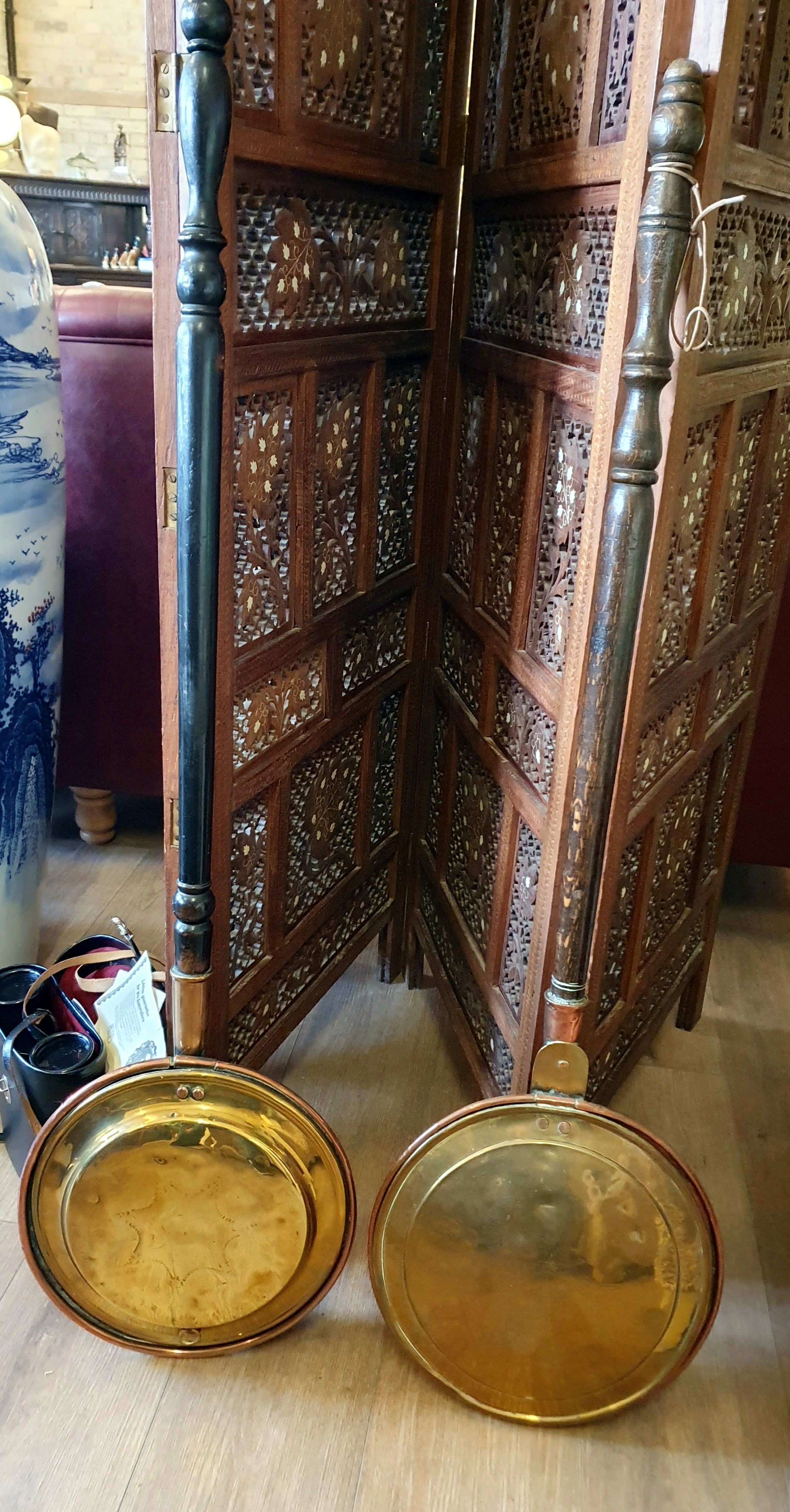 Two Vintage Brass Bedpans