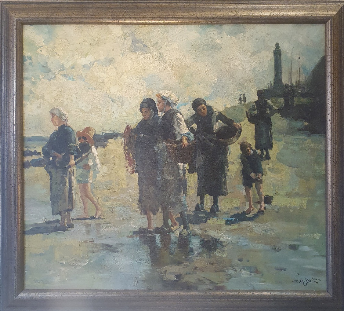 Framed Oil after John Singer Sargent Original Setting Out To Fish. 36 inches x 36 inches