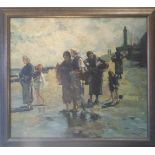 Framed Oil after John Singer Sargent Original Setting Out To Fish. 36 inches x 36 inches