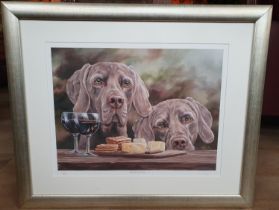 Framed and Glazed Limited Edition Print of Two Weimaraners, Number 65/395