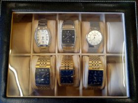 6 Gents Watches in Case including Accurist and Amadeus