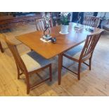 A H McIntosh Teak Extending Dining Table with Four Matching Dining Chairs. Extended size is 66 inch