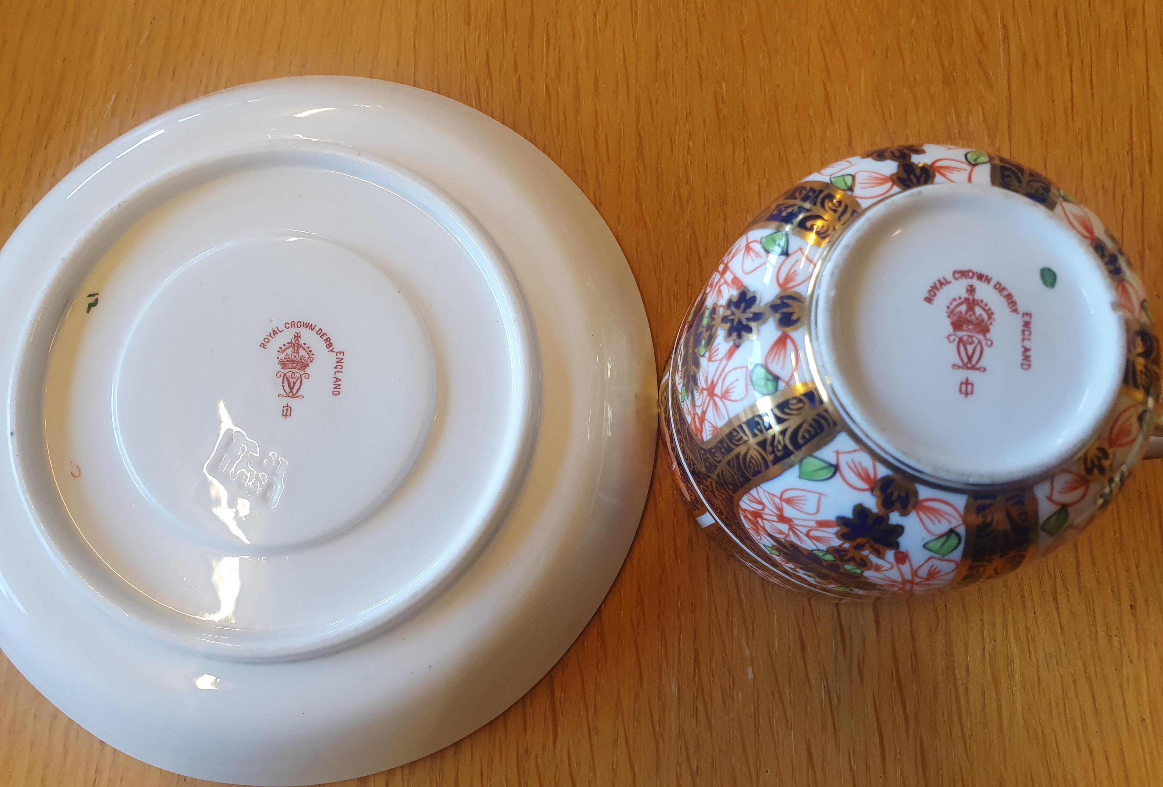 Royal Crown Derby Imari Cup and Saucer Set 1891-1921, produced at Osmaston Road Factory - Image 2 of 3