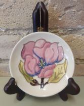 Moorcroft Boxed Magnolia Trinket Dish measuring 4.5 inches diameter