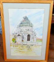 Framed Watercolour by Sir Thomas Allen of Santa Maria, Venice