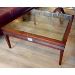 REH Kennedy Cherry Wood Glass Topped Coffee Table. 40 inches x 40 inches