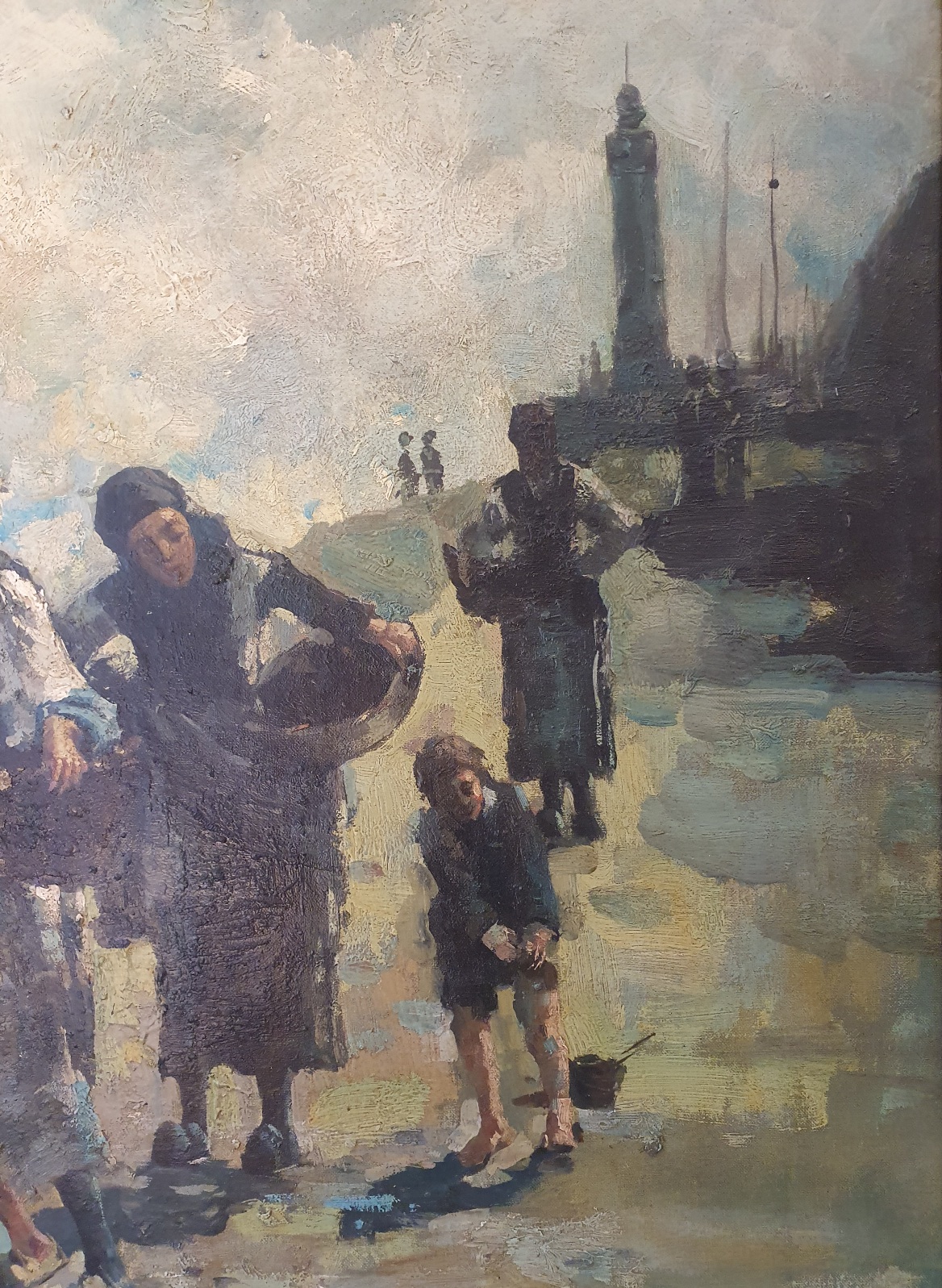 Framed Oil after John Singer Sargent Original Setting Out To Fish. 36 inches x 36 inches - Image 3 of 5