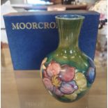 Moorcroft Green Clematis Vase measuring 5 inches in height