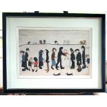 L S Lowry Large Limited Edition Signed, Framed and Glazed Print of Man Holding Child with COA