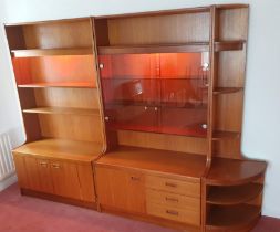 1970s G-Plan Teak Room Cabinets, One Glazed, One Illuminated