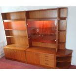 1970s G-Plan Teak Room Cabinets, One Glazed, One Illuminated