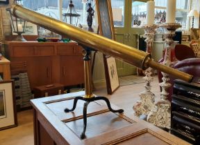 Cased Watson & Sons of Pall Mall Brass Refractor Telescope, Model 647 including original stand
