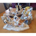 Royal Doulton 101 Dalmation Figurines including Cruella de Ville - 11 pieces in total