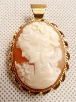 9ct Gold Cameo Bar Pendant