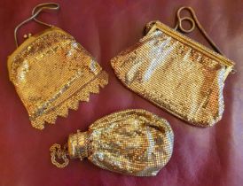 Whiting and Davis Gold Beggar's Purse with Gate Top Opening plus 2 others