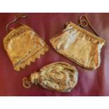 Whiting and Davis Gold Beggar's Purse with Gate Top Opening plus 2 others