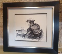 Limited Edition Norman Cornish Print of Man Smoking numbered 77/100