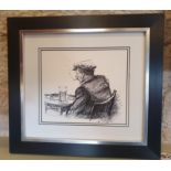 Limited Edition Norman Cornish Print of Man Smoking numbered 77/100