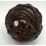 Japanese Signed Wooden Netsuke carved Ball