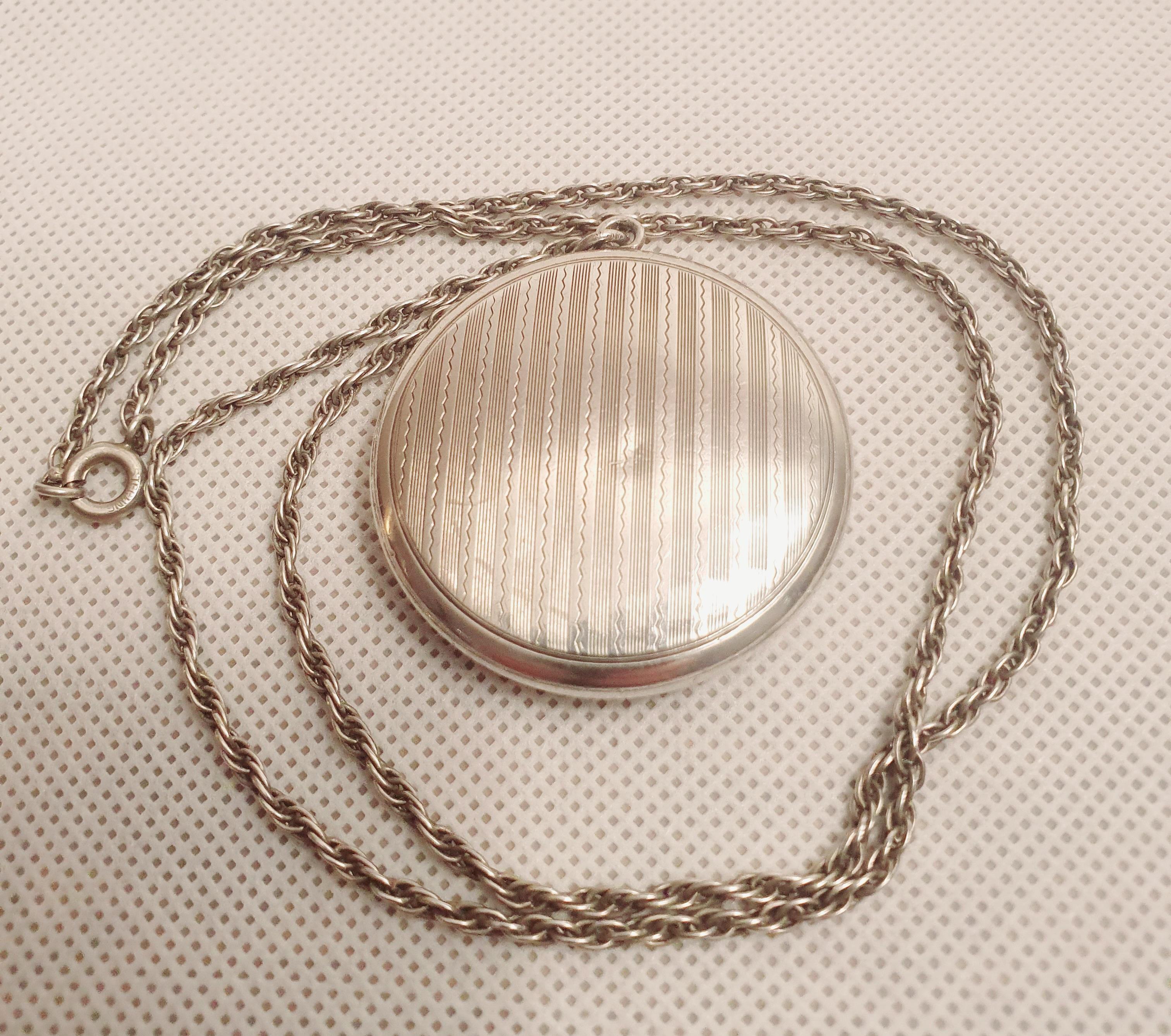 Silver Mirror Pendant on Sterling Silver Chain marked C&C 925