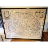 Large Framed and Glazed Emanuel Bowen (1714-1767) Map of The County of Norfolk.