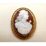 Large 9ct Gold Cameo Brooch, gross weight 11.3g