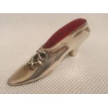 Silver Shoe Pin Cushion marked Sterling