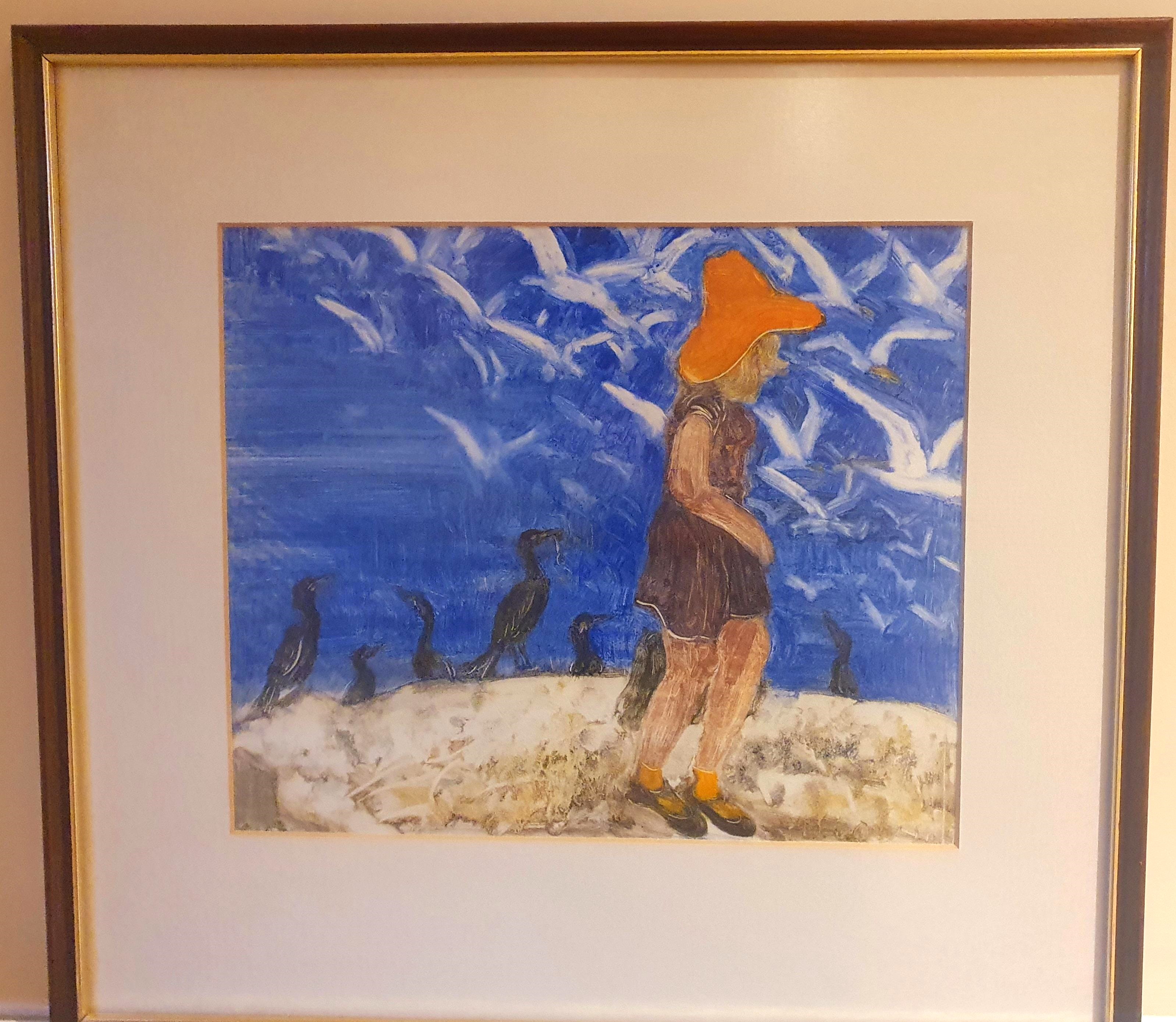 Richard Hobson Framed and Glazed Watercolour of girl in red hat - Image 2 of 3