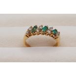 18ct Gold Emerald and Diamond Ring. Size M, weight 3.63g