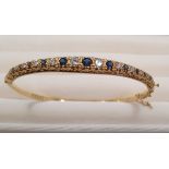 Stunning 18ct Gold Sapphire and Diamond Bangle, weight 15.33g