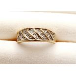 9ct Gold Ring set with small diamond chips, weight 3.04g, Size N