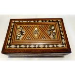 Wooden Hinged Lid Cigarette Box with Mother of Pearl Inlay