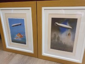 Two Framed and Mounted Zeppelin Prints after Jupp Wiertz, Framed size is 18 inches x 15 inches