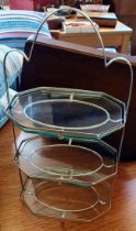 1950s Three Tier Silver Plated Cake Stand measuring 20 inches in height