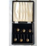 Set of 6 Silver Cased Coffee Bean Spoons, Sheffield 1972