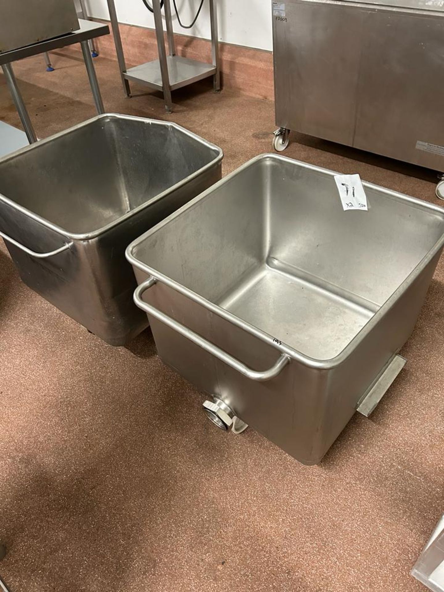 2 X TOTE BINS WITH BOTTOM OUTLETS