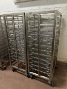 2 X UNITECH MOBILE TROLLEYS WITH TRAYS