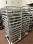 2 X MOBILE TROLLEYS WITH TRAYS