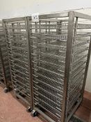 2 X UNITECH MOBILE TROLLEYS WITH TRAYS