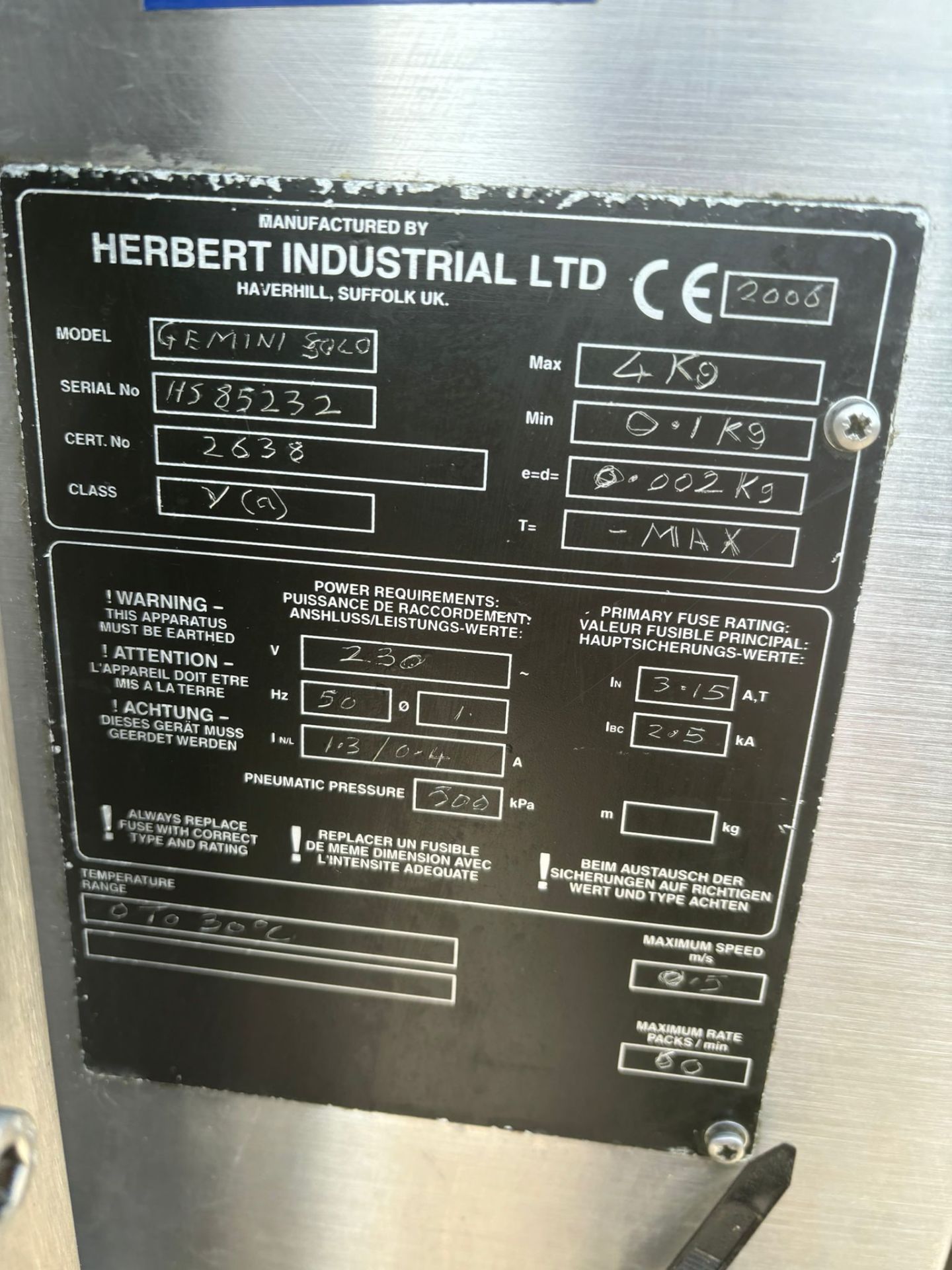 HERBERT GEMINI SOLO WEIGHER - Image 6 of 10