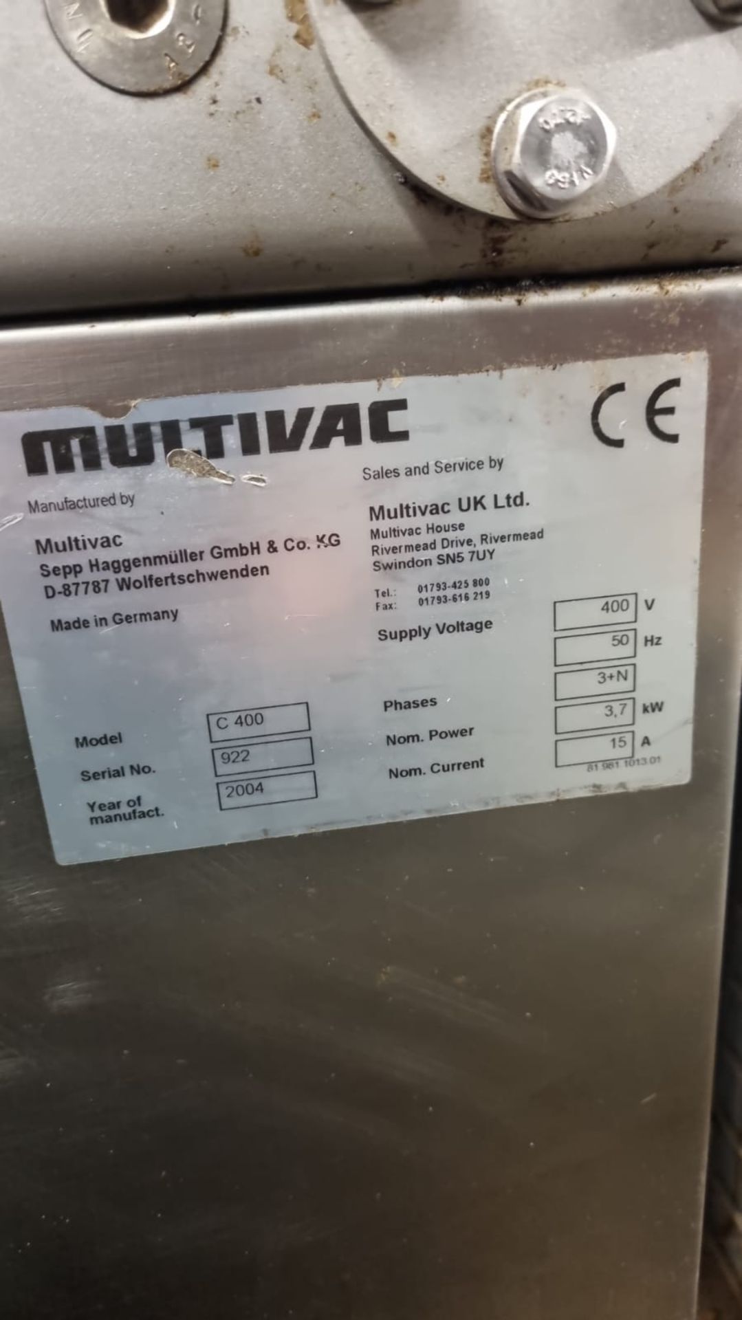 MULTIVAC C 400 VACUUM PACKER - Image 4 of 4