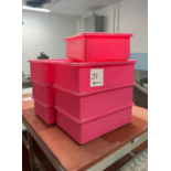 SELECTION OF RED PLASTIC BOXES