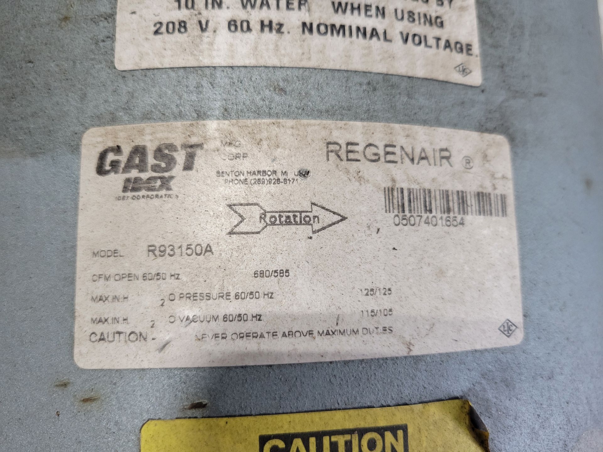 Gast R93150A Regenerative Blower - Image 2 of 6