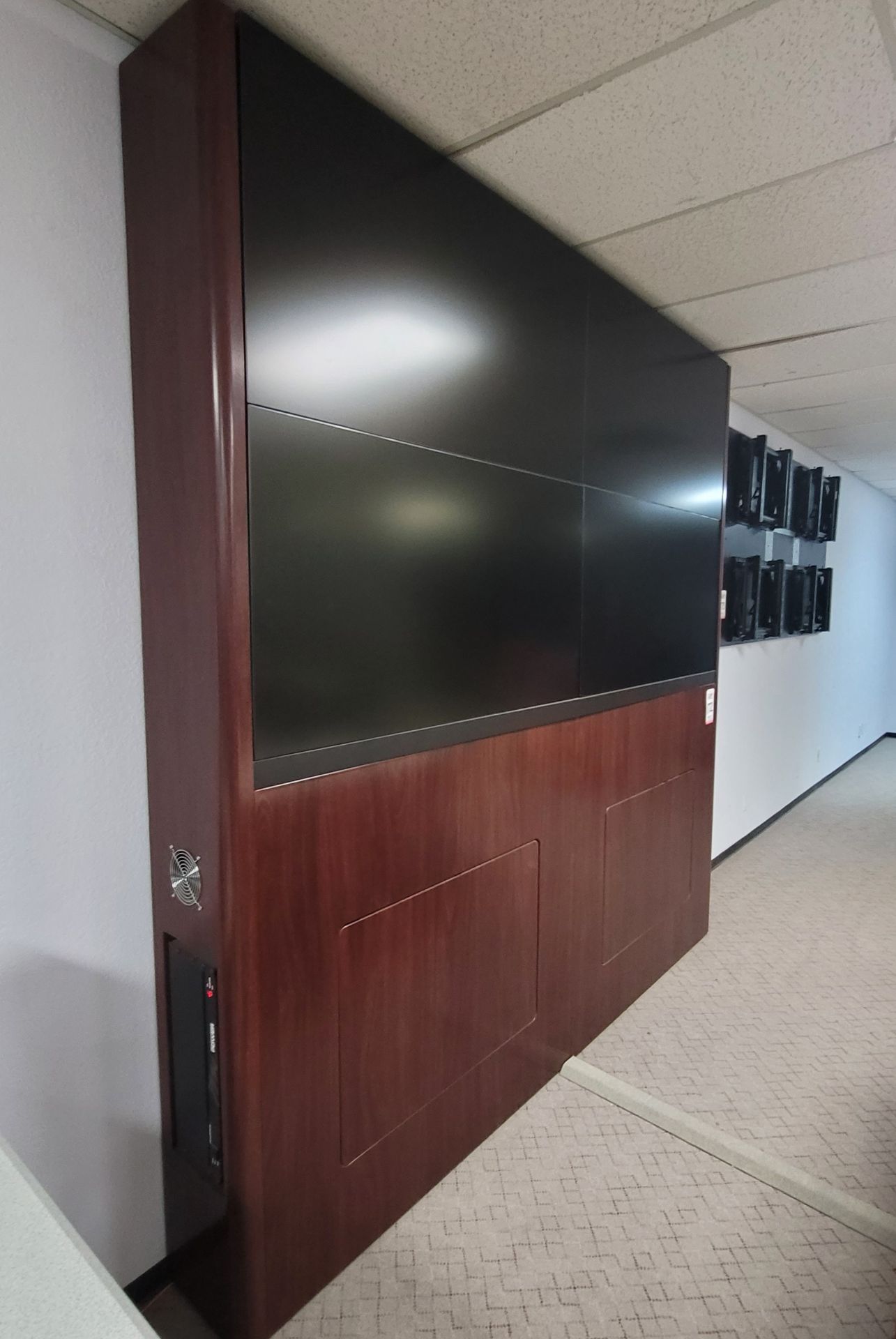 VIDEO WALL CABINET W/ (4) 55" NEC ULTRA-THIN MULLION LCD PANELS ON TOUCH-LATCH MOUNTS, COLOR: - Image 2 of 6