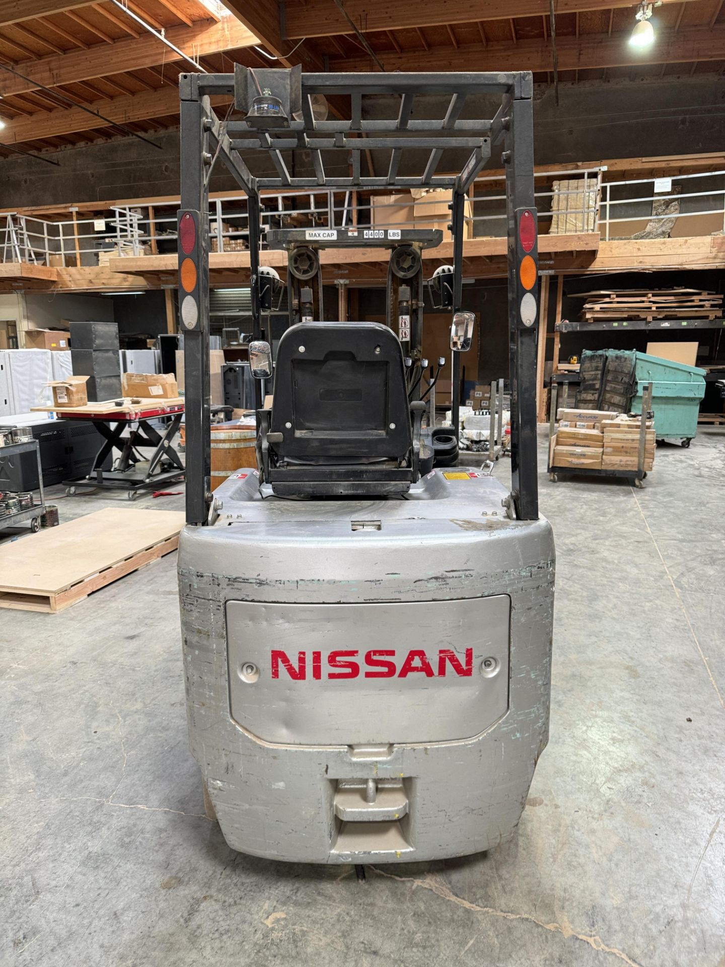 NISSAN ELECTRIC FORKLIFT, MODEL CP1B2L25S, 4,000 LB CAPACITY, 3-STAGE MAST, SIDE SHIFT, SOLID TIRES, - Image 7 of 15