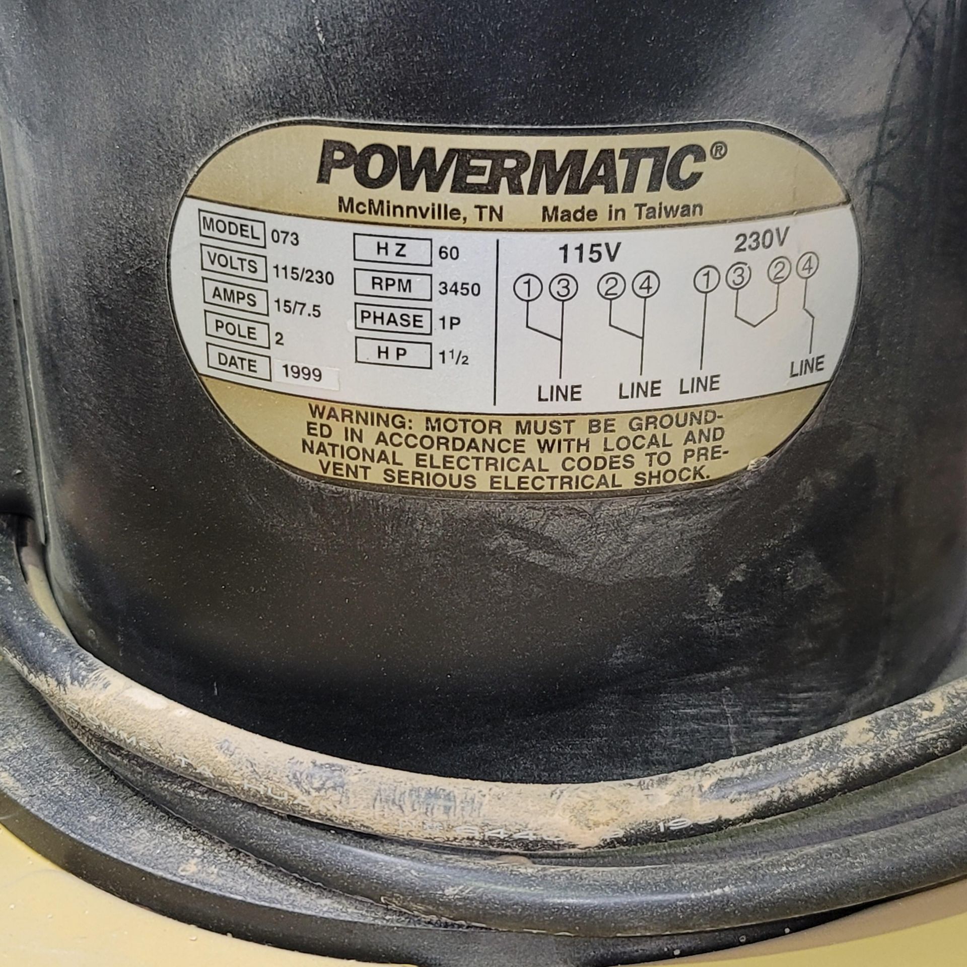 POWERMATIC DUST COLLECTOR, MODEL 073, 1-1/2 HP, 115/230V, SINGLE PHASE - Image 2 of 3